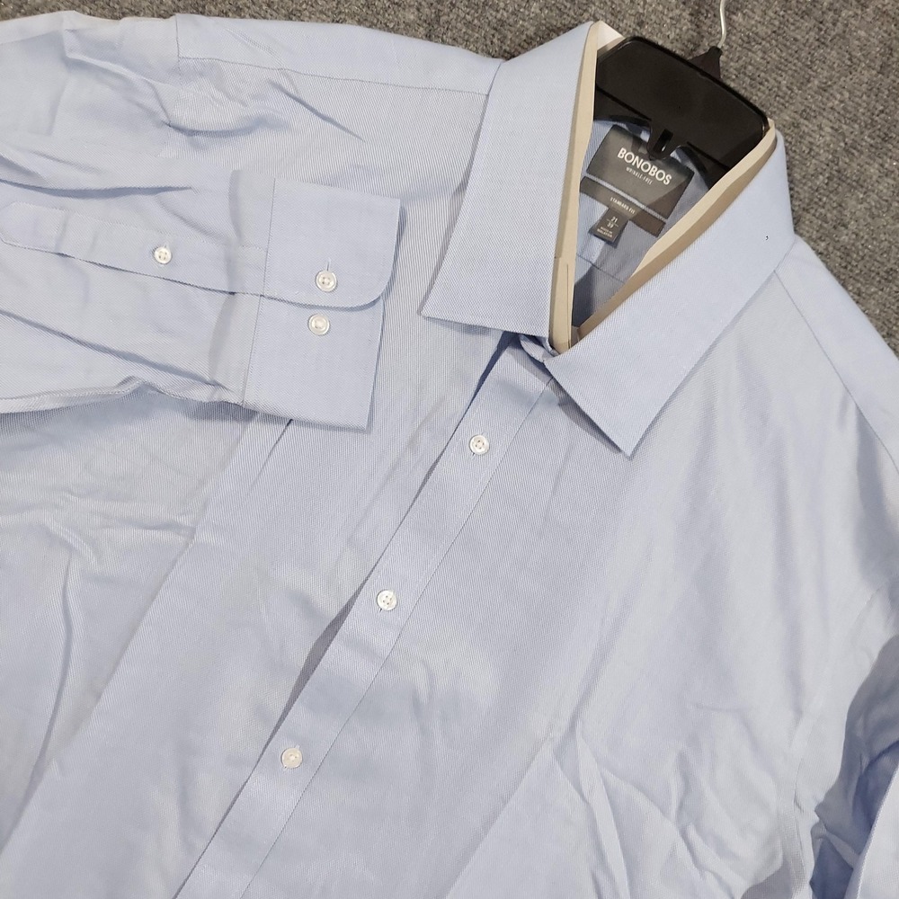 Bonobos Shirt Mens 2XL Blue Wrinkle Free Standard Fit Royal Oxford Texture 21 39